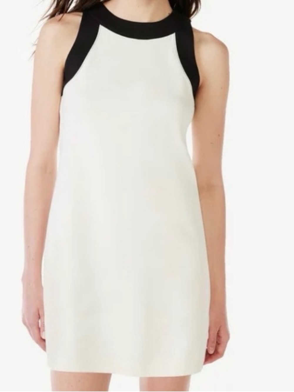Black Trim White Mini Shift Dress